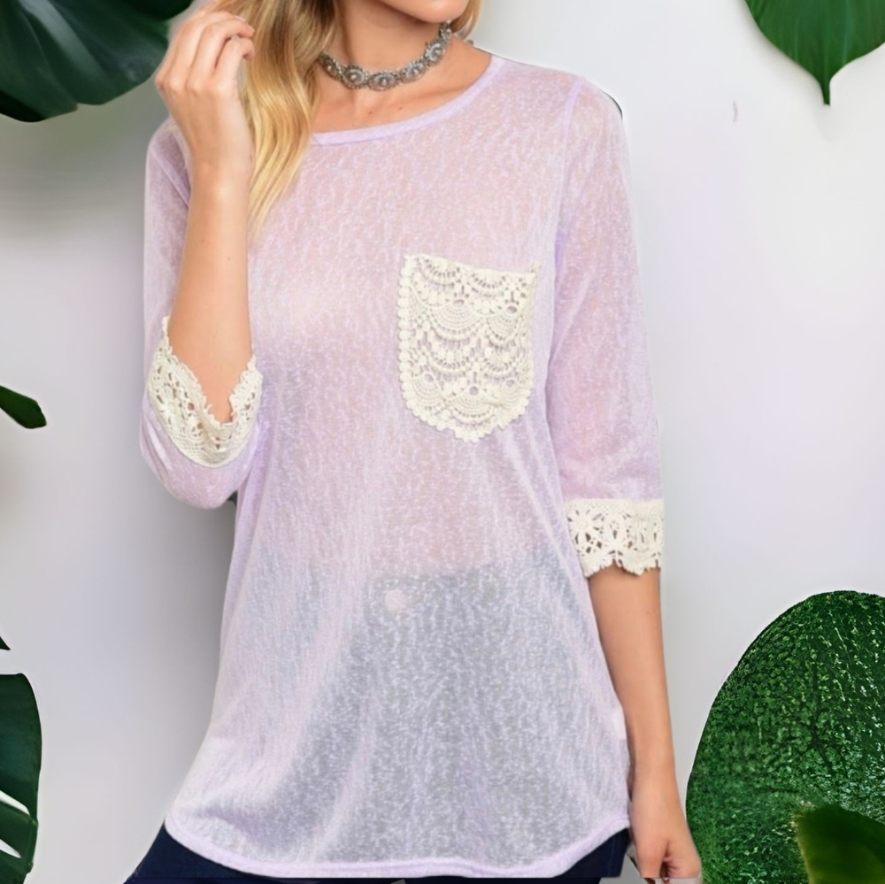 Lavender 3/4 sleeve top